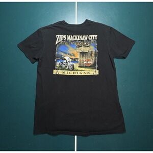 Harley Davidson Mackinaw City‎ Michigan T Shirt XL Zips 45th Parallel Bridge Y2K